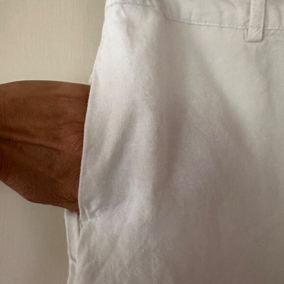 A New Day Linen Blend Wide Leg Pants Small Cropped Beachy Flowy White Elastic - Picture 4 of 8